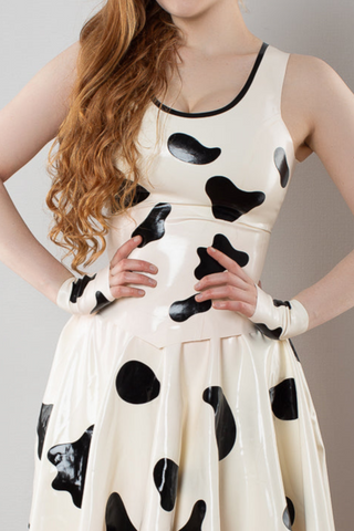Latex Short Cow Print Mittens