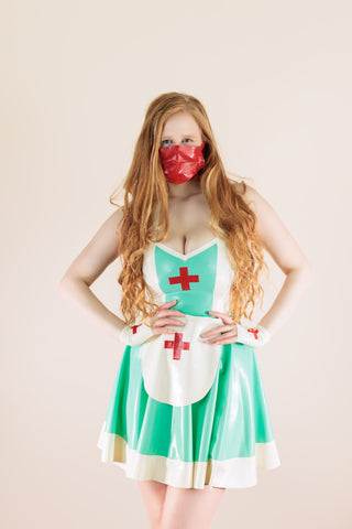 Latex Nurse Halter Neck Crop Top