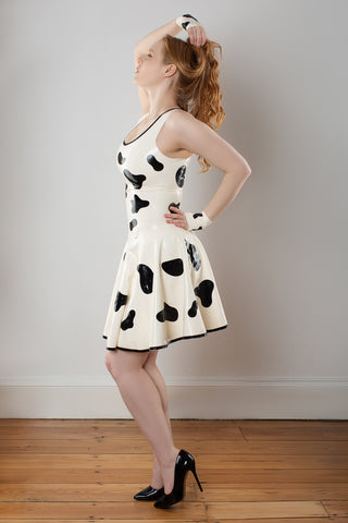 Latex Short Cow Print Mittens