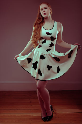 Latex Cow Print Circle Skirt